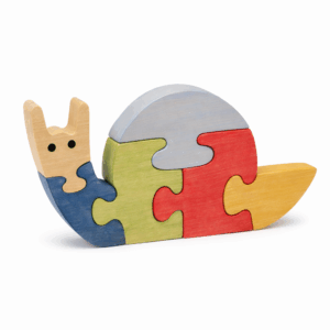 Puzzle escargot bois Montessori enfant, jeu éducatif coloré en hêtre massif pour développer motricité et logique