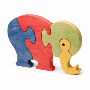 Puzzle éléphant bois Montessori enfant, jeu éducatif en hêtre massif coloré pour développer motricité et logique