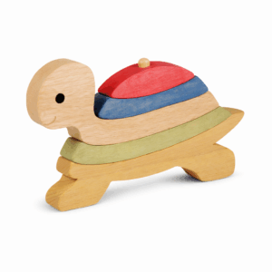 Jouet tortue en bois empilable pour enfant avec pièces colorées, jeu éducatif à empiler