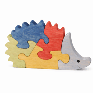 Puzzle en bois hérisson coloré avec pièces à assembler – jouet éducatif enfant en bois naturel motricité fine