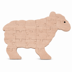 Puzzle mouton en bois naturel pour enfant, jeu éducatif avec pièces emboîtables